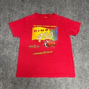 Kids Red Disney Pixar Cars Lightning McQueen Dino 400 Piston Cup T‎ Shirt